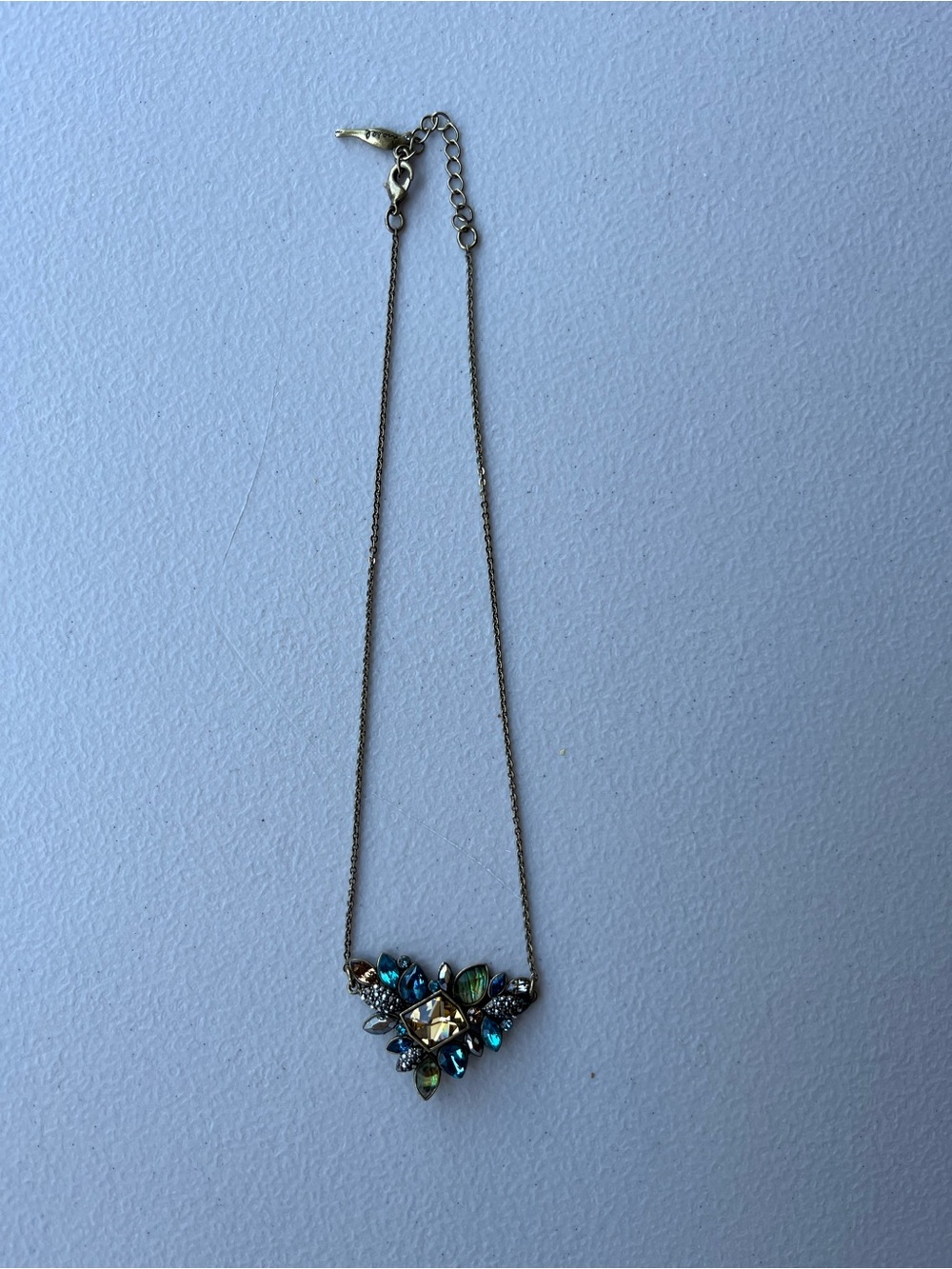 Chloe + Isabel Gold Necklace with Blue and Green Crystal Cluster